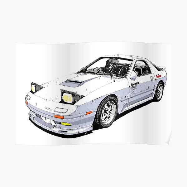 White Comet RX7 FC3S initial D Poster RB2806 product Offical initial d Merch