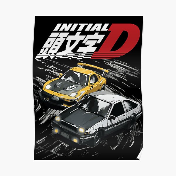 Mountain Drift Racing Initial D Tandems AE86 vs FD rx-7  Poster RB2806 product Offical initial d Merch