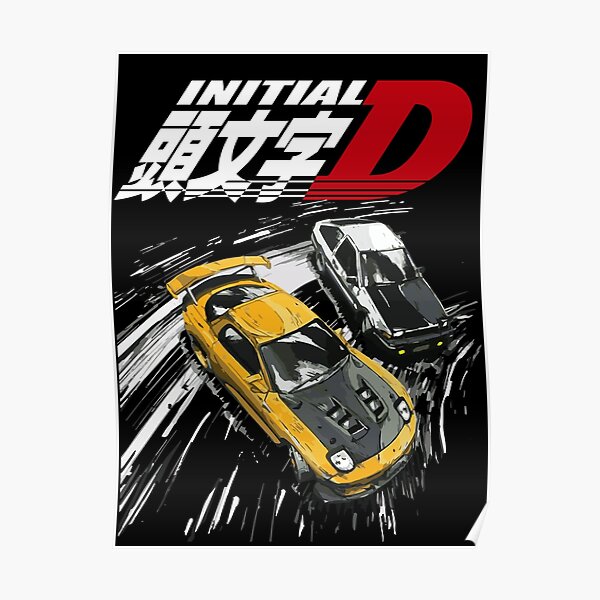 Initial D - Mountain Drift Racing Tandem AE86 vs FD rx-7 Poster RB2806 product Offical initial d Merch